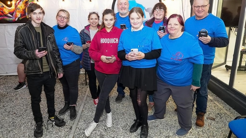 Image of Cllr. Ian Roome with members and supporters of Blue Elephant at the launch of the B-Herd App.